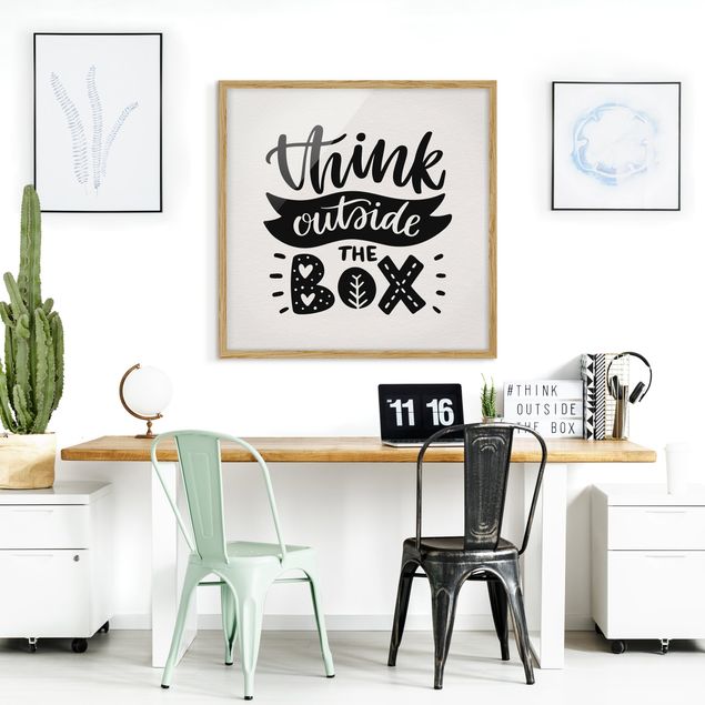 Pósters enmarcados con frases Think Outside The Box