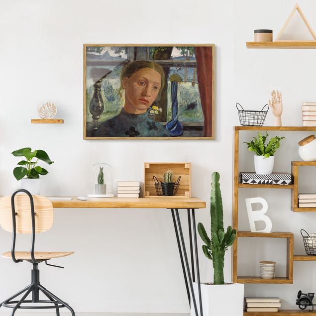 Pósters enmarcados de cuadros famosos Paula Modersohn-Becker - Girl'S Head In Front Of A Window