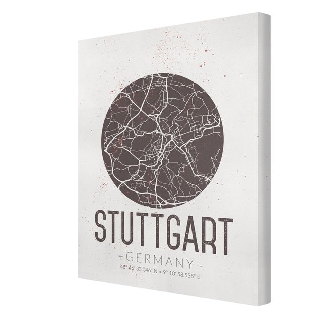 Cuadros a blanco y negro Stuttgart City Map - Retro