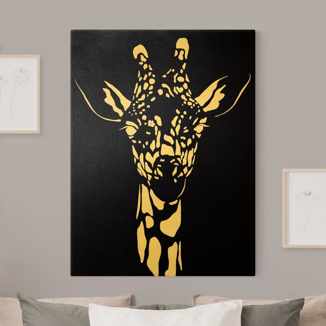 Lienzos de animales Safari Animals - Portrait Giraffe Black