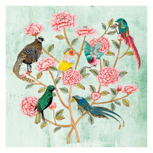 Papel pintado vintage Chinoiserie Collage In Mint II