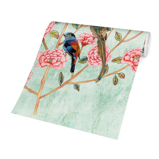 Papel pintado moderno Chinoiserie Collage In Mint
