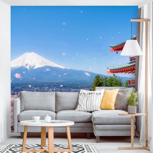 Papel pintado ciudades Chureito Pagoda And Mt. Fuji