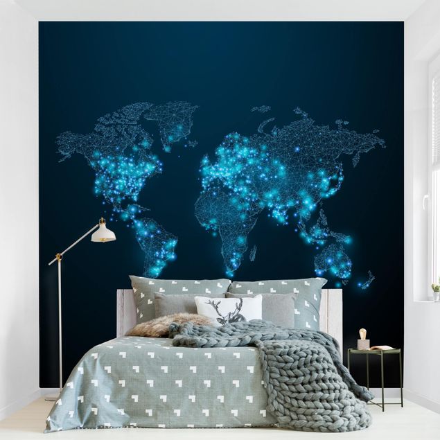Papeles pintados modernos Connected World World Map