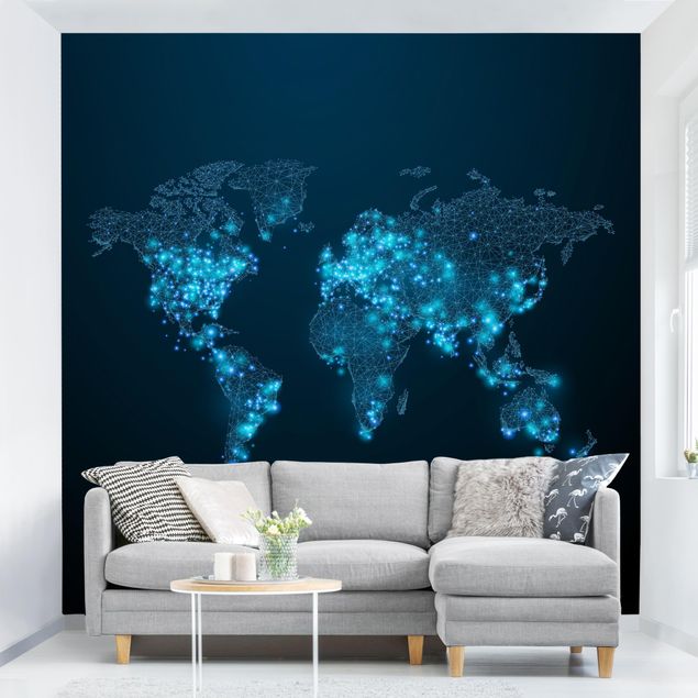 Papel pintado mapamundi infantil Connected World World Map