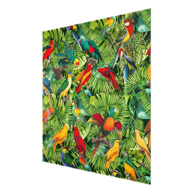 Cuadros multicolor Colourful Collage - Parrots In The Jungle