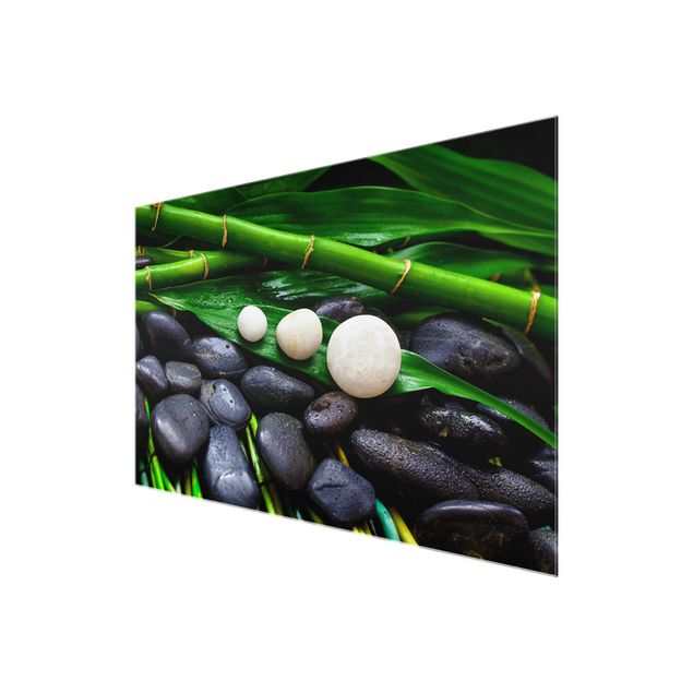 Cuadros tonos verdes Green Bamboo With Zen Stones