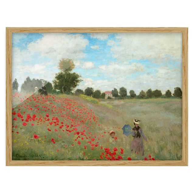 Pósters enmarcados de cuadros famosos Claude Monet - Poppy Field Near Argenteuil