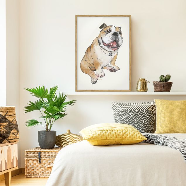 Cuadros de perros Illustration Dog Bulldog Painting