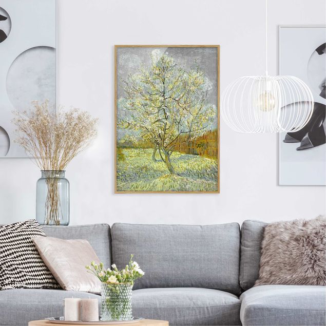 Pósters enmarcados de cuadros famosos Vincent van Gogh - Flowering Peach Tree