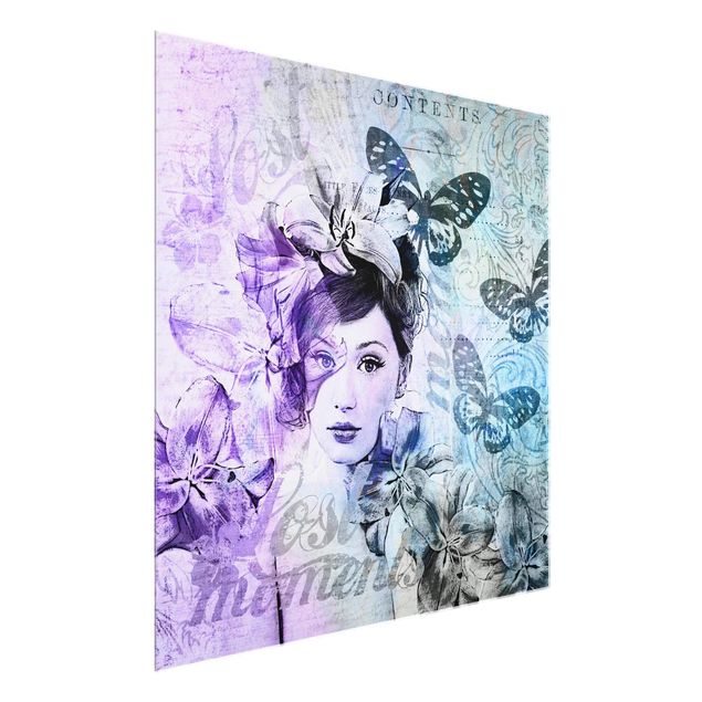 Reproducciónes de cuadros Shabby Chic Collage - Portrait With Butterflies