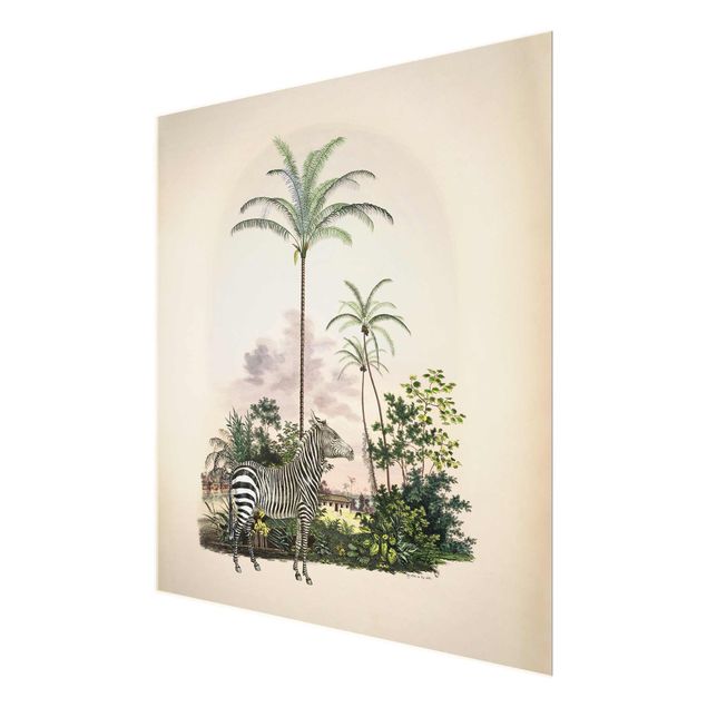 Cuadros famosos Zebra Front Of Palm Trees Illustration