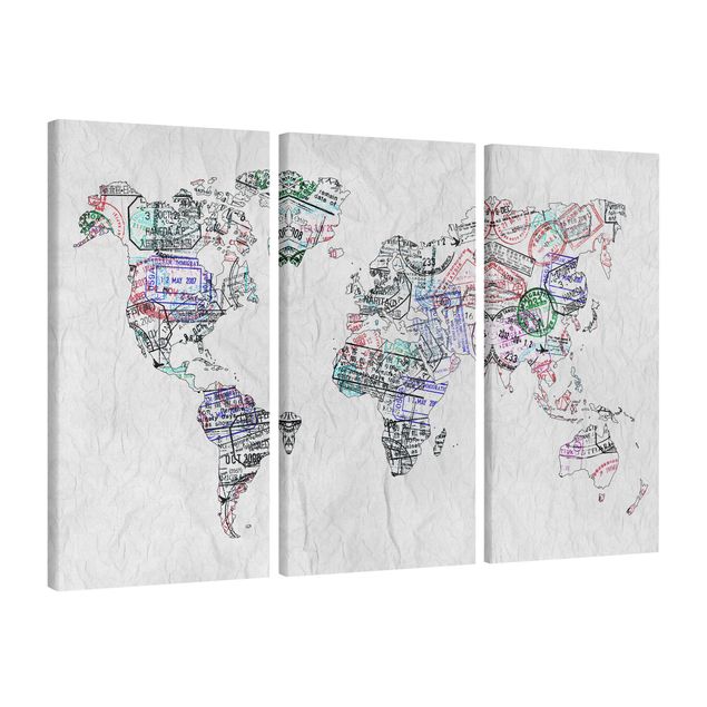 Lienzos de mapamundi Passport Stamp World Map