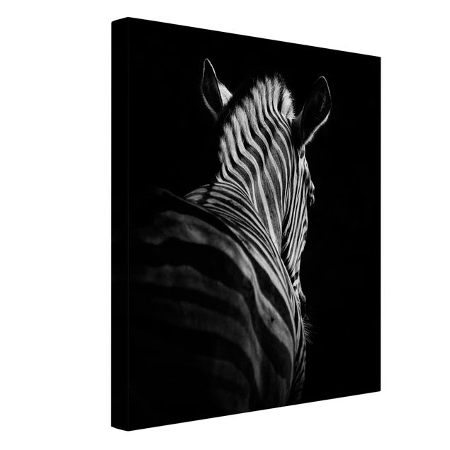 Lienzos en blanco y negro Dark Zebra Silhouette