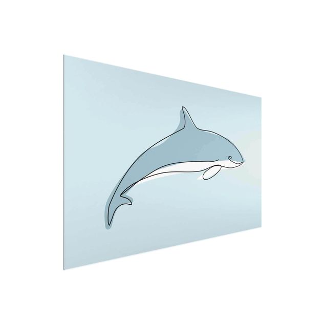 Cuadros de cristal animales Dolphin Line Art