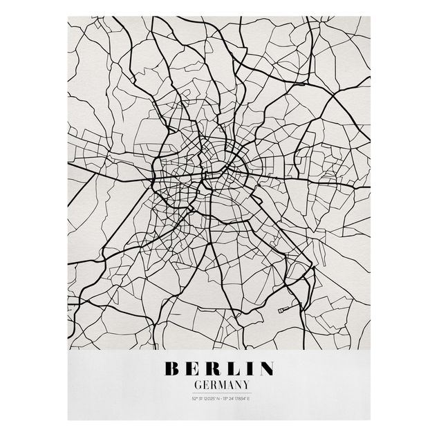 Cuadros a blanco y negro Berlin City Map - Classic