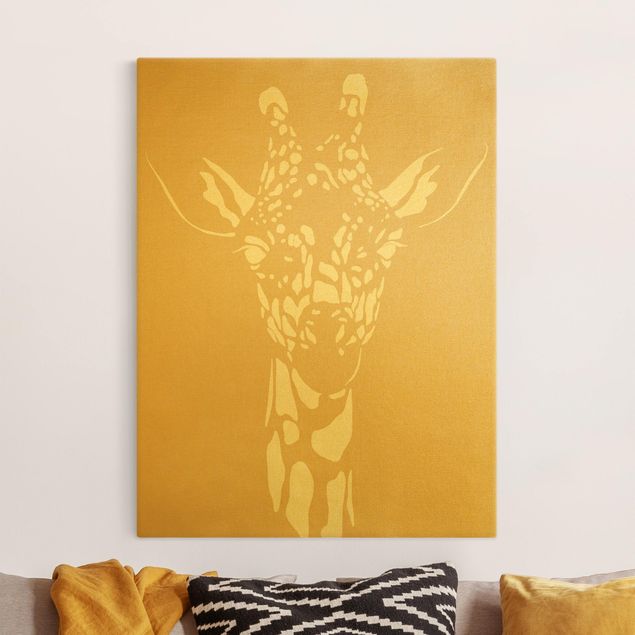 Lienzos de jirafas Safari Animals - Portrait Giraffe Beige