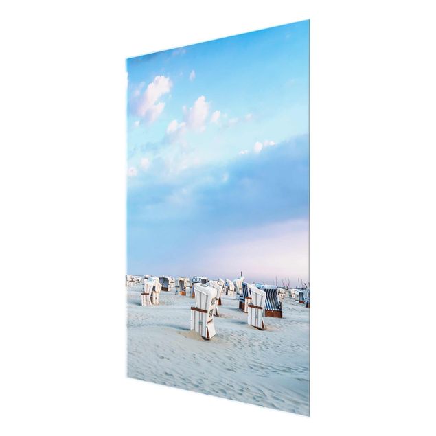 Cuadros de cristal arquitectura y skyline Beach Chairs On The North Sea Beach