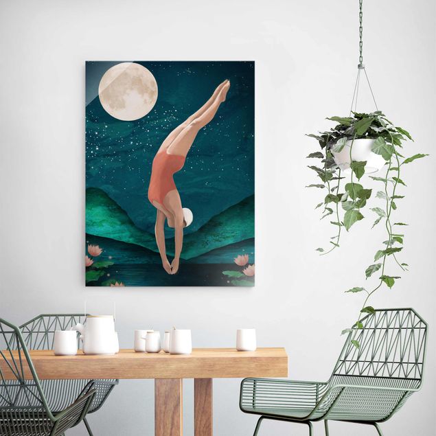 Decoración cocina Illustration Bather Woman Moon Painting