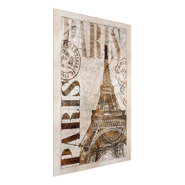 Cuadros de cristal arquitectura y skyline Shabby Chic Collage - Paris