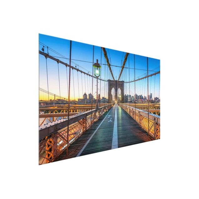 Cuadros de cristal arquitectura y skyline Dawn On The Brooklyn Bridge