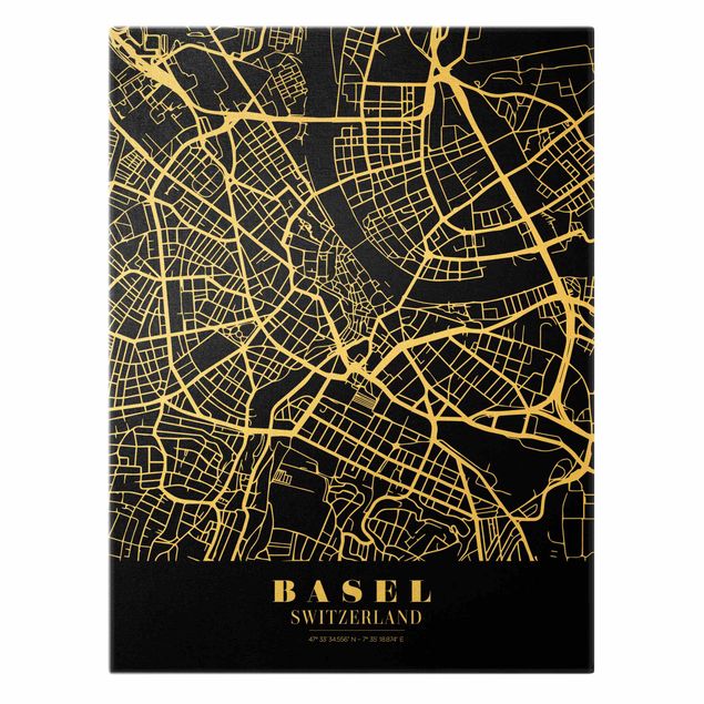 Cuadros Basel City Map - Classic Black