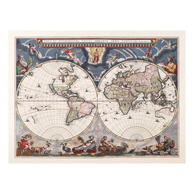 Cuadros Historic World Map Nova Et Accuratissima Of 1664