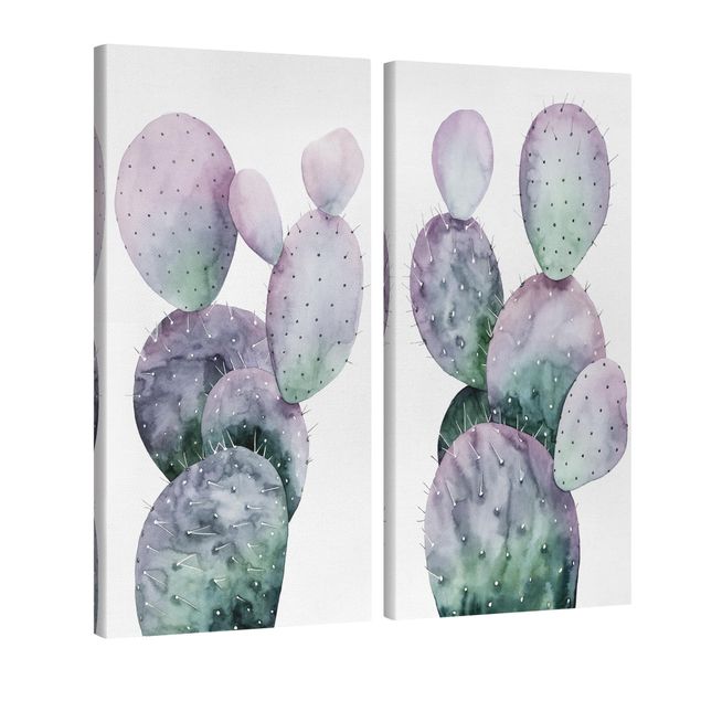 Cuadros de flores Cactus In Purple Set I