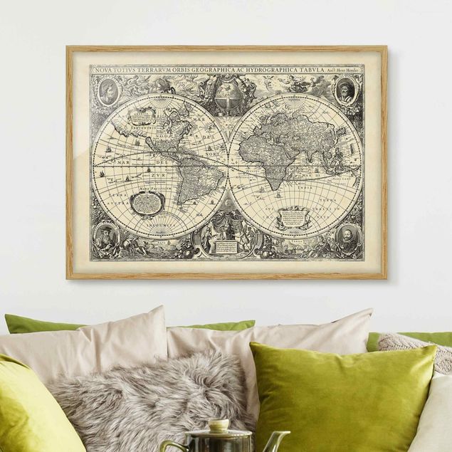 Decoración de cocinas Vintage World Map Antique Illustration