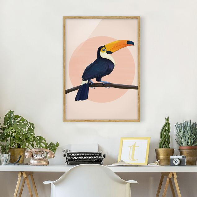 Pósters enmarcados de animales Illustration Bird Toucan Painting Pastel