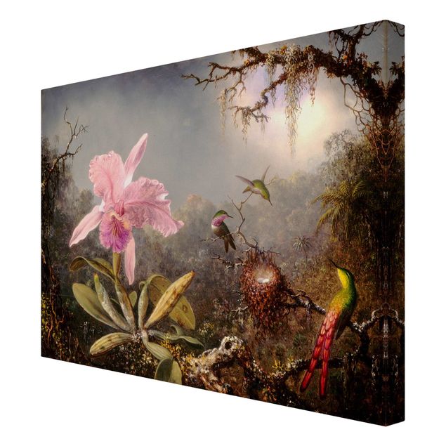 Estilos artísticos Martin Johnson Heade - Orchid And Three Hummingbirds