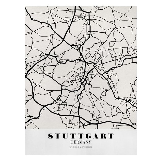 Cuadros en blanco y negro Stuttgart City Map - Classic