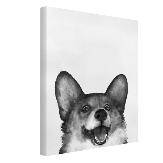 Cuadros perros Illustration Dog Corgi Black And White Painting