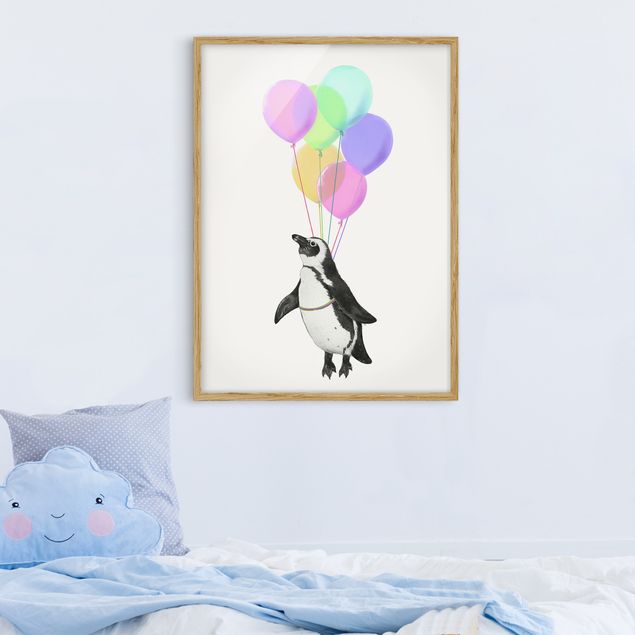 Decoración de cocinas Illustration Penguin Pastel Balloons