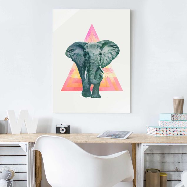 Cuadros de elefantes Illustration Elephant Front Triangle Painting
