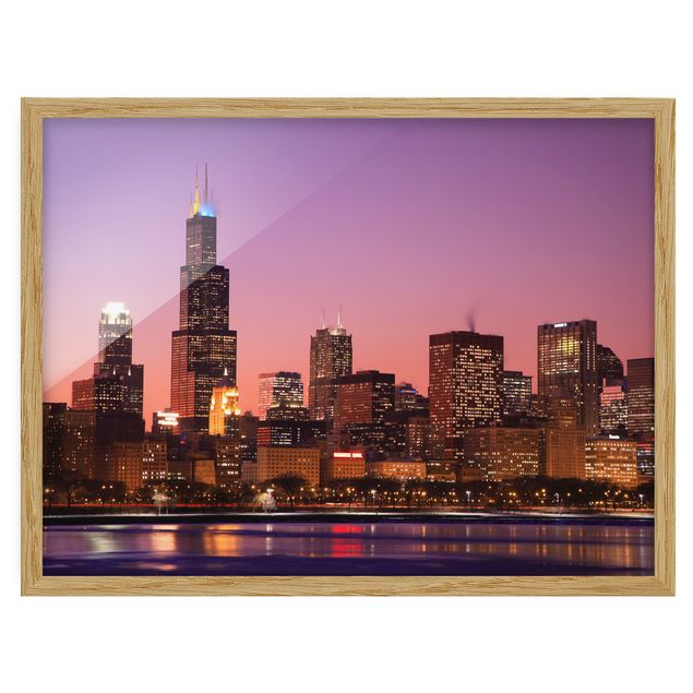 Cuadros marrón Chicago Skyline