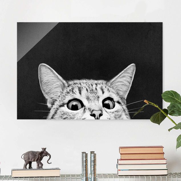 Cuadros modernos blanco y negro Illustration Cat Black And White Drawing
