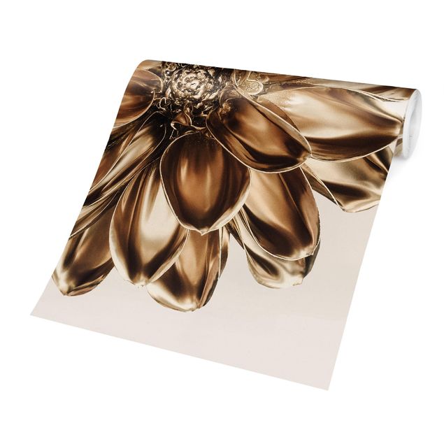 Papel pintado Dahlia Flower Gold Metallic