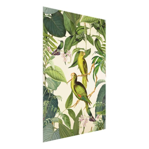 Cuadros plantas Vintage Collage - Parrots In The Jungle