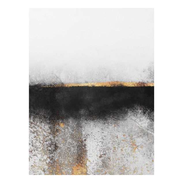 Láminas de cuadros famosos Abstract Golden Horizon Black And White