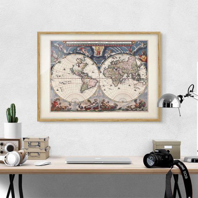 Decoración de cocinas Historic World Map Nova Et Accuratissima Of 1664