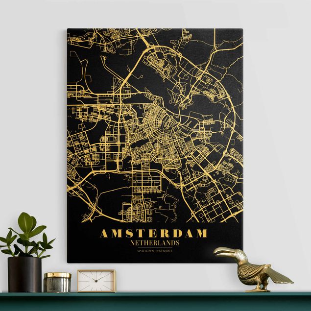 Decoración en la cocina Amsterdam City Map - Classic Black