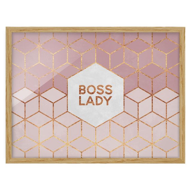 Pósters enmarcados abstractos Boss Lady Hexagons Pink
