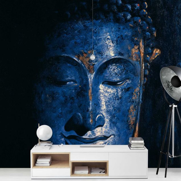 Papel pintado tonos azules Delhi Buddha