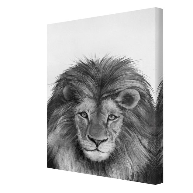 Lienzos de cuadros famosos Illustration Lion Monochrome Painting