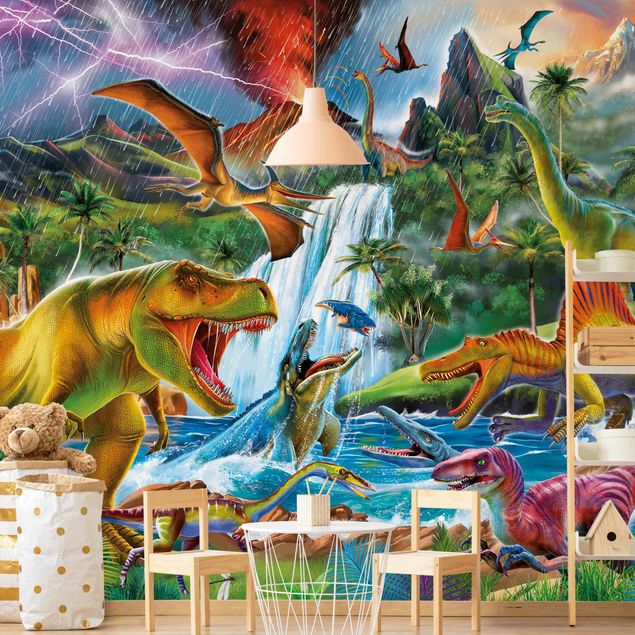 Papeles pintados modernos Dinosaurs In A Prehistoric Storm