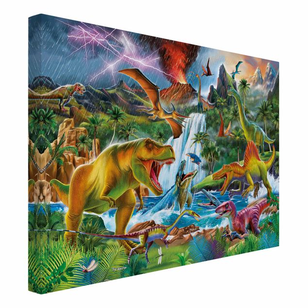 Cuadros infantiles animales Dinosaurs In A Prehistoric Storm