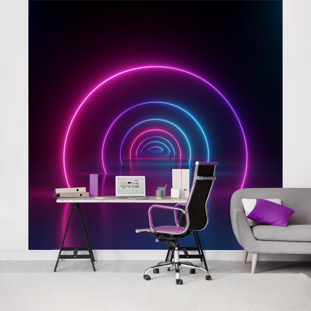 Papel pintado salón moderno Three-Dimensional Neon Arches