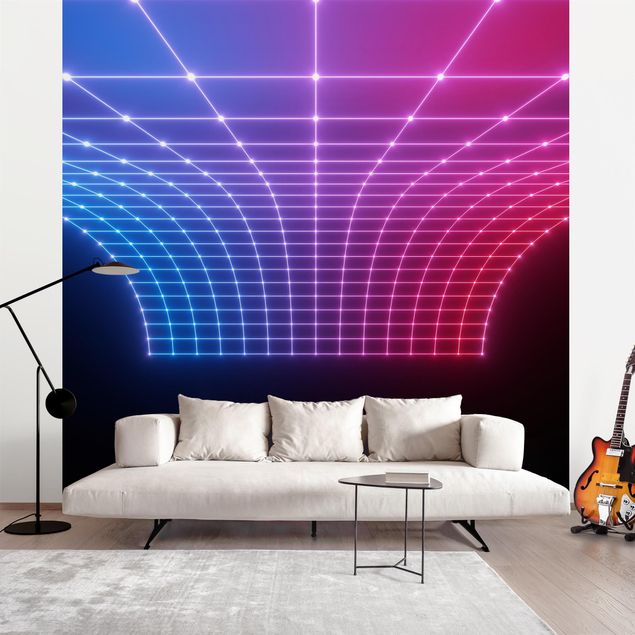 Papel pintado salón moderno Three-Dimensional Neon Light