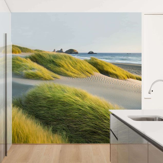 Papel pared flores Dunes And Grasses At The Sea
